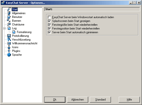 Server-Optionsfenster